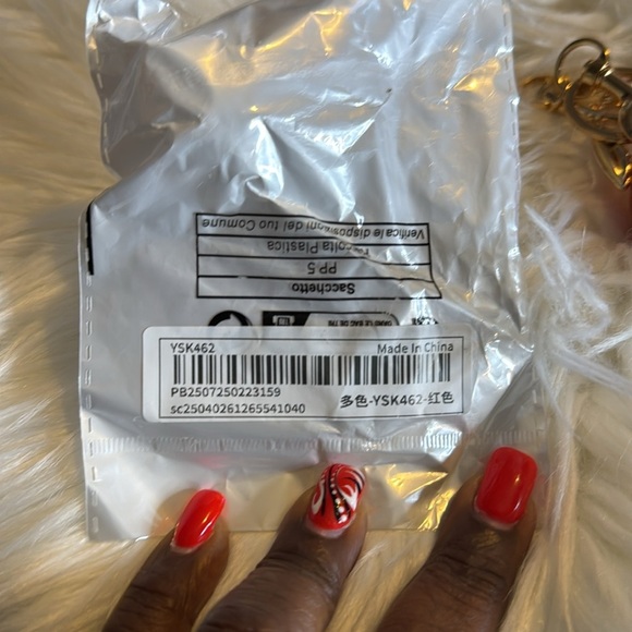 Chrome Cherry Keychain with Gold Accents - Picture 4 of 4